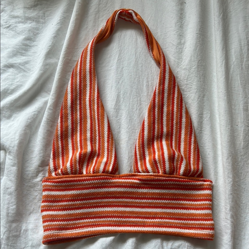 H&M Orange and White Striped Bag